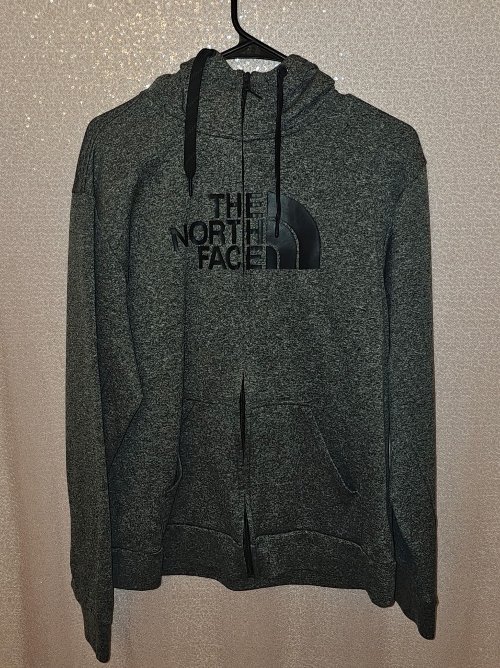The North Face Gray Heather Zip-Up Hoodie with Black Logo - Picture 2 of 3